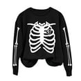 thumbnail image 6 of VKOYWKM Oversized Sweatshirts Women Halloween Sweatshirt Skeleton Print Drop Shoulder Long Sleeve Crew Neck Sweatshirt Fall Pullover Tops Halloween Costumes, 6 of 7