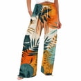 thumbnail image 2 of Women's Casual Pants Women'S Boho Wide Leg Palazzo Pants Womens Cotton Casual Loose Pants Comfy Work Pants With Long Casual Wide Leg,Orange Women's Casual Pants S, 2 of 5