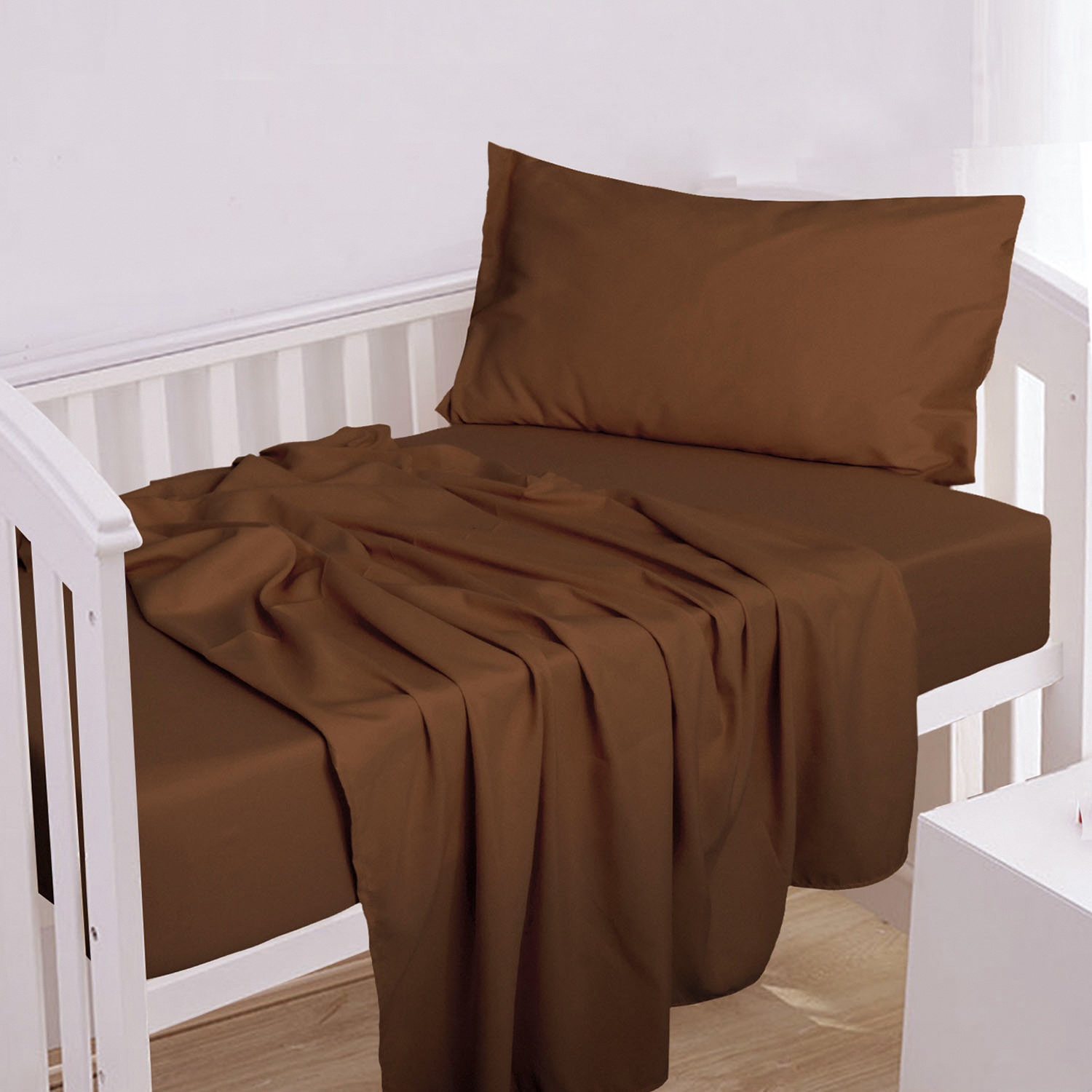Ntbay 3-Piece Toddler Sheet Set, Microfiber, Brown photo 1