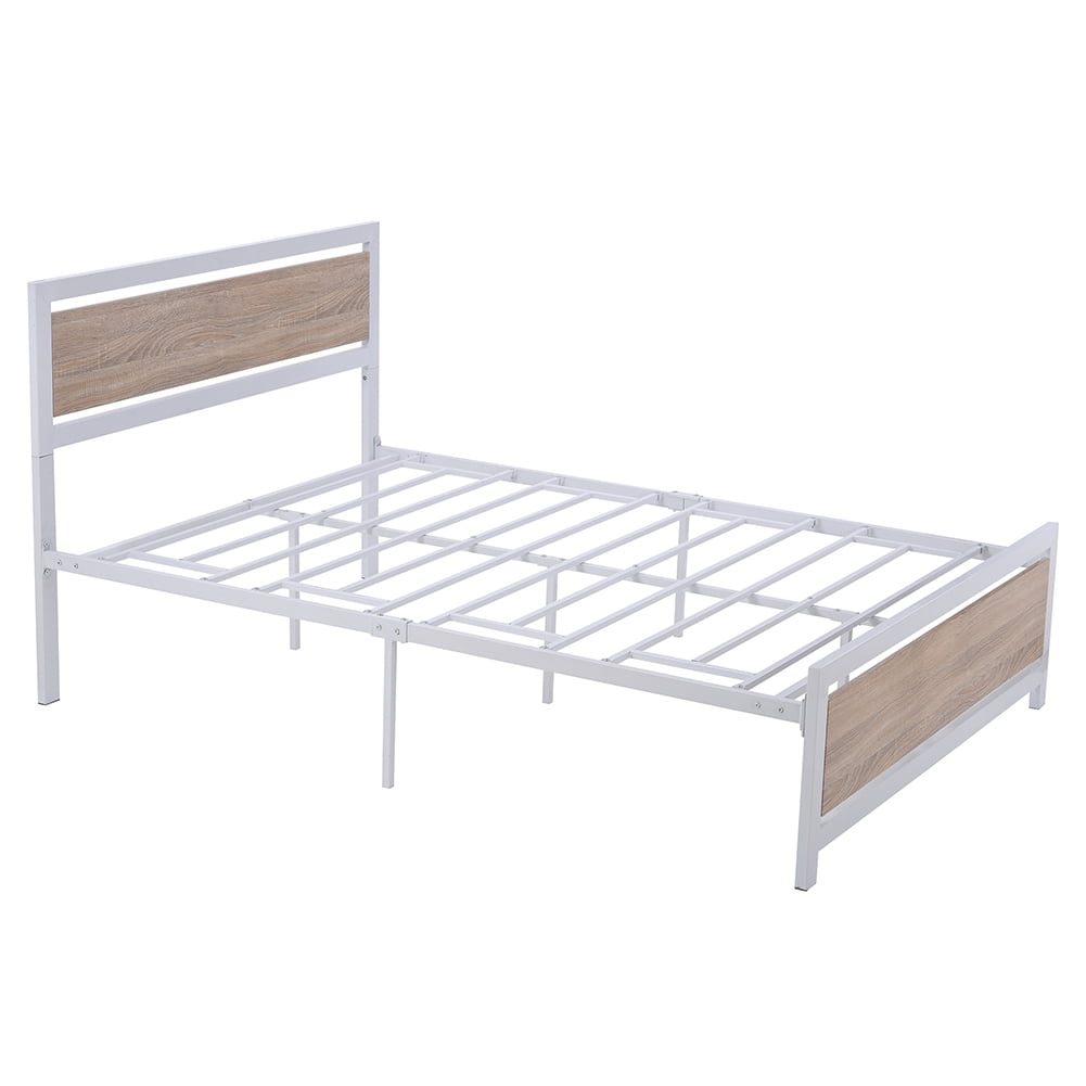 Lowestbest Classic Industrial Style Bed Frame, Metal and Wood Bed Frame with Headboard and Footboard, Full Lowestbest Classic Industrial Style Bed Frame, Metal and Wood Bed Frame with Headboard and Footboard, Full