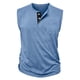 thumbnail image 3 of pstuiky Camisetas sin mangas, Camiseta sin mangas con cuello redondo, sin mangas, con bolsillos y botones, versátil, de color liso, a la moda para hombre Tops elegantes para mujer s, 3 of 5