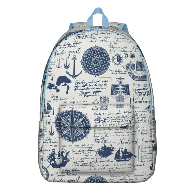 Boat Anchor Lighthouse Wave Travel Backpack Durable Travel Backpack with Nautical Coastal Print Comfortable Carrying Large Capacity Anti-theft Multifunctional Features for School Travel and Daily Use