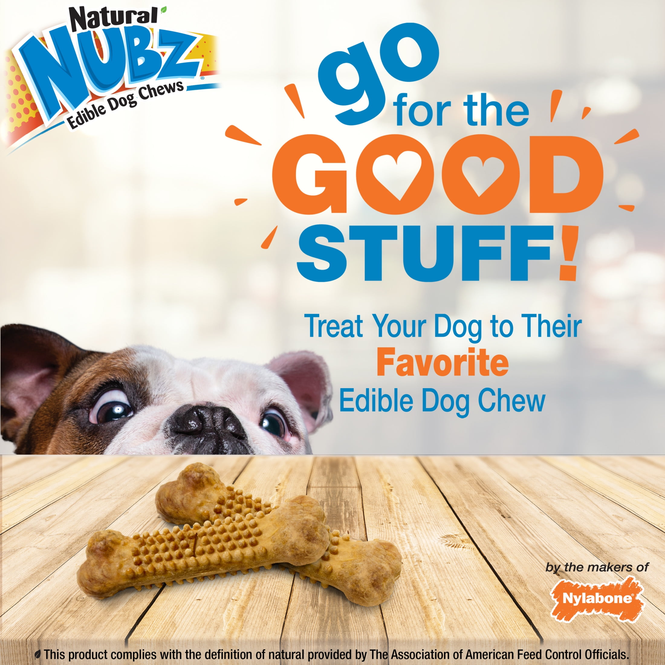 Nylabone Nubz Wild Dog Treats for Small Dogs, Bison Flavor Dog Bones, Small - Up to 25 lbs., 4 Count
