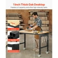 thumbnail image 4 of KFFKFF  48-Inch Adjustable Workbench, 2000 lbs Load, Work Bench with Power Outlet, Wheels, and Pegboard, Heavy Duty Oak Wood Top Work Table, 4 of 9