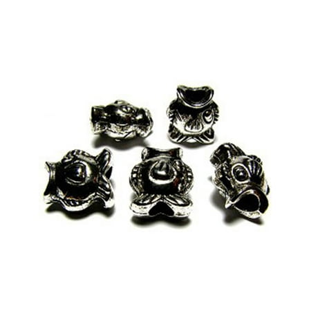 Silvertone Wide Mouth Fish Silver Charm Bead