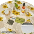 thumbnail image 5 of FNNMNNR Indoor Outdoor Patio Round Fitted Vinyl Tablecloth Flannel Backing Elastic Edge Waterproof Plastic Table Cover Sunflowers Pattern for 6-Seat Table of 45-56’’ Diameter, 5 of 9