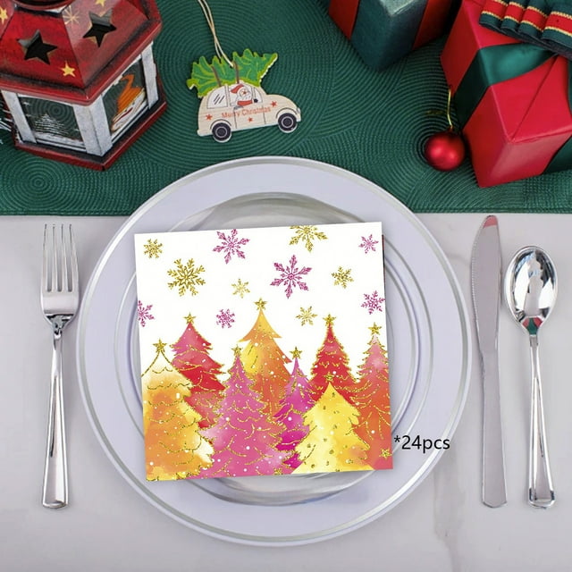Servilletas navideñas a cuadros, toallas de papel a cuadros para fiestas navideñas