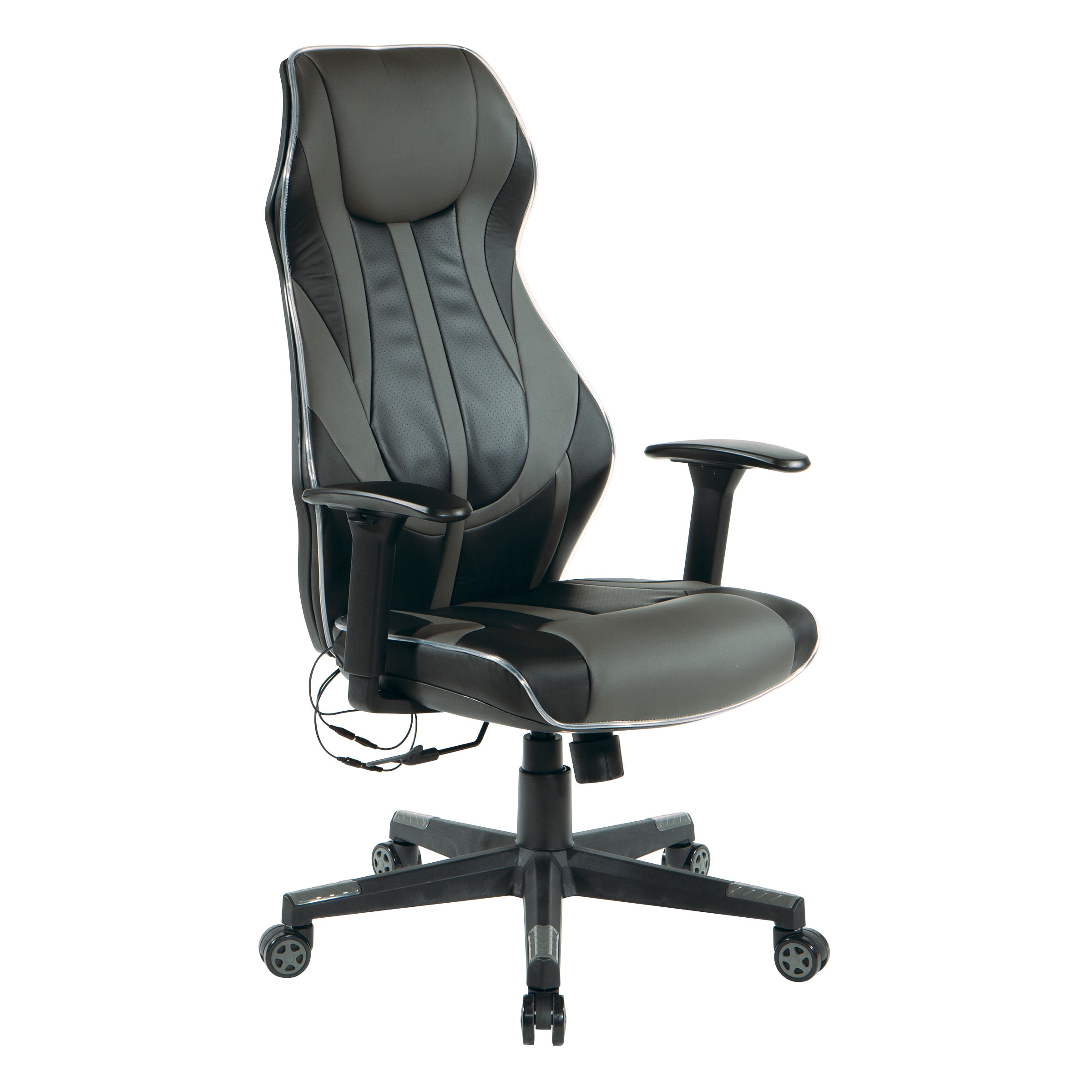 Osp Home Furnishings Gigabyte Gaming Chair In Black Faux Leather With Gray Trim And Accents Walmart Com Walmart Com