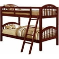 thumbnail image 2 of Wood Arched Design Convertible Twin Over Twin Bunk Bed Cherry Finish, 2 of 3