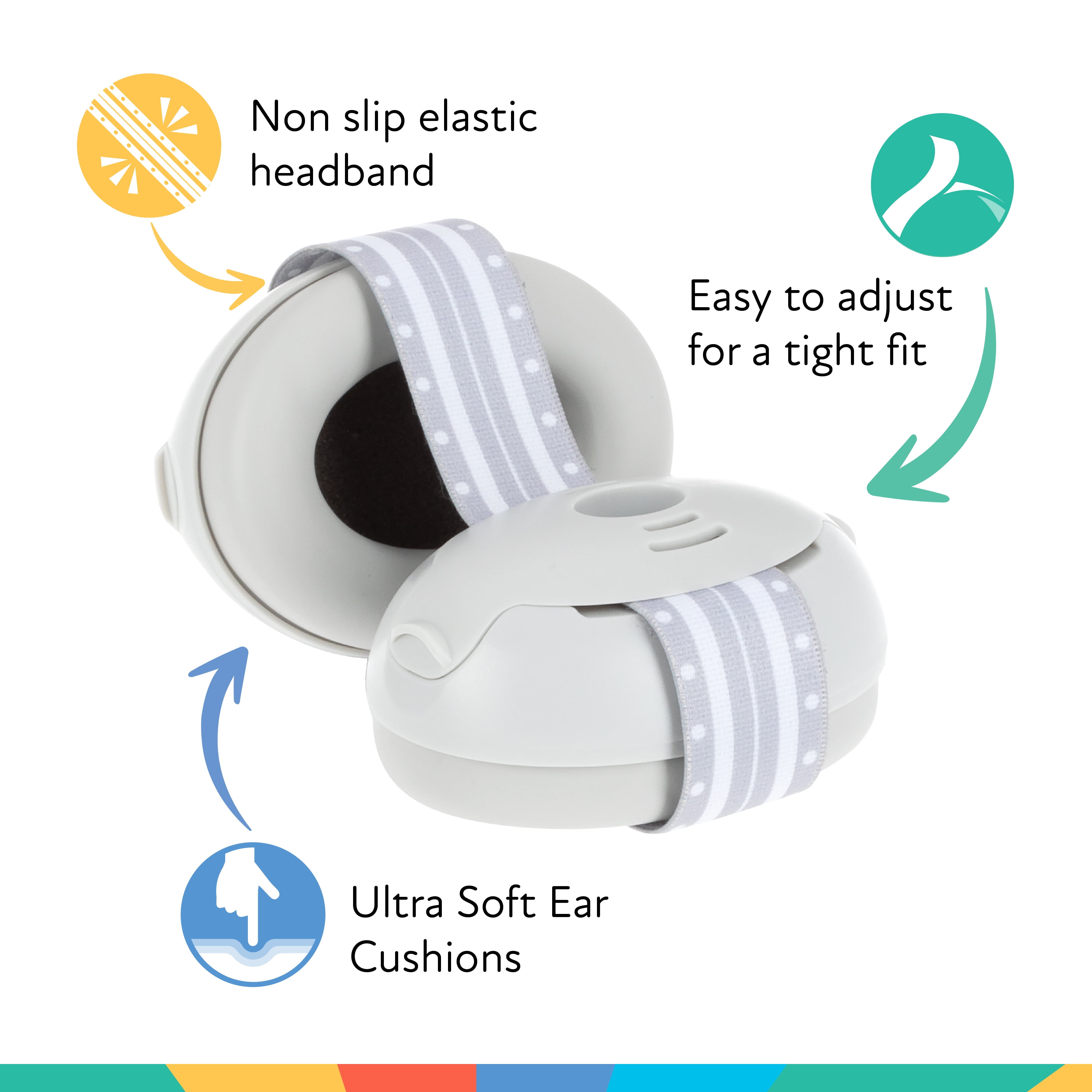 Nuby Soft Sounds Adjustable Earmuffs for Babies, Gray