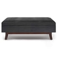 thumbnail image 4 of SIMPLIHOME Owen 48 inch Wide Rectangular Coffee Table Lift Top Storage Ottoman, Cocktail Footrest Stool in Upholstered Distressed Black Faux Air Leather for the Living Room, Mid Century Modern, 4 of 5