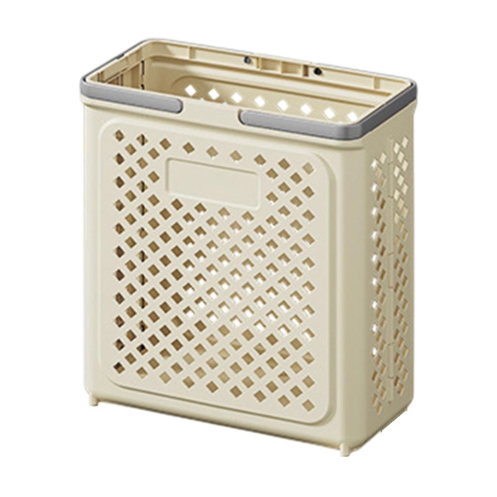 Bxaolu 30L Slim Laundry Hamper, Clothes Basket with Handles, Plastic, 14"L x 7.48"W x 17.5"H, Beige