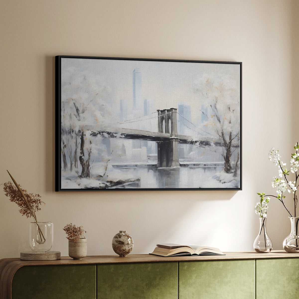 Vintage Landscape-CCXXII By Wexford Home Framed in Black Wood Gallery Wrapped Canvas 17 in. x 25 in.