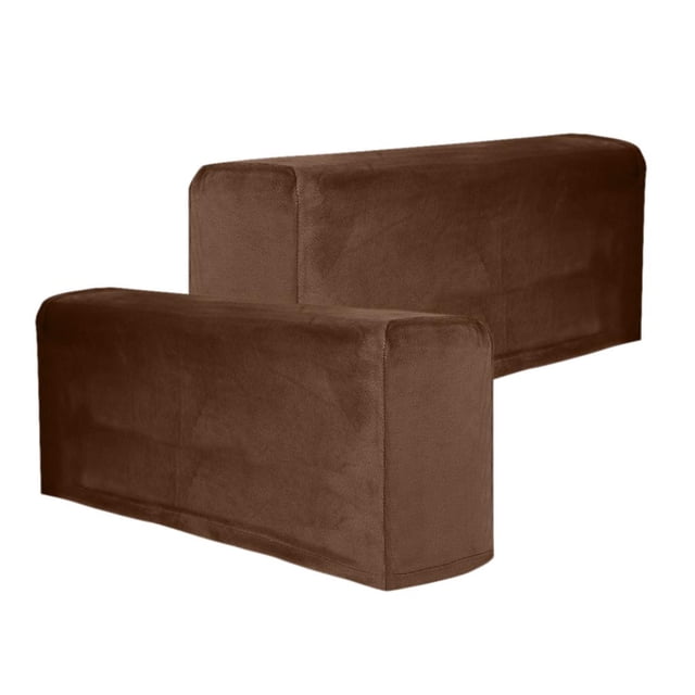 2 Sofa Armrest Cover Polyester Solid Color Removable Armchair Cover Solid Color Armrest , Khaki