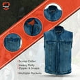 thumbnail image 4 of Daniel Smart XS to 12XL Men Denim Vest Scoop Collar Motorcycle Vest for Men with Hidden Zipper, 4 of 6