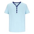 thumbnail image 3 of sovlvnd Shirts for Men, Men Casual Solid With Pockets Sports Short-sleeved V-neck Fitness Training Clothes T-shirt Top XL, Light Blue, 3 of 5