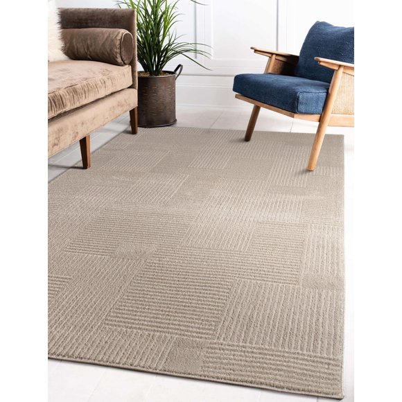 LaDole Rugs 3x5 ft Modern Premium Area Runner Rug | Textured Small Carpet For Entry Way, Hallway, Home Office, Entrance Indoor Floor Décor | Beige Cream