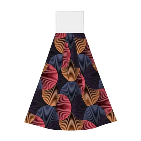 

Kdxio Circular Stripes Hand Towel with Loop Hanging Towel Absorbent Tie Towels for Kitchen Tea Bar Bathroom Decor