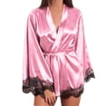 thumbnail image 2 of Puntoco Plus Size Nightdress Clearance,Women Satin Nightdress Silk Lace Lingerie Nightgown Sleepwear Robe Pink M(M), 2 of 5