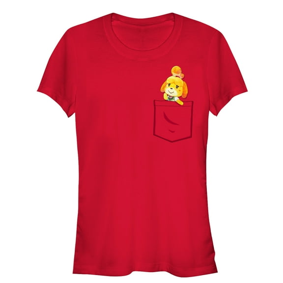 Junior's Nintendo Animal Crossing Isabelle Pocket  Graphic Tee Red Small