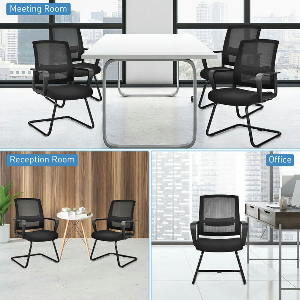 Demi Bonn Set of 2 Conference Chairs with Lumbar Support, Work Computer Desk Chair for Home, Bedroom, Study, Black