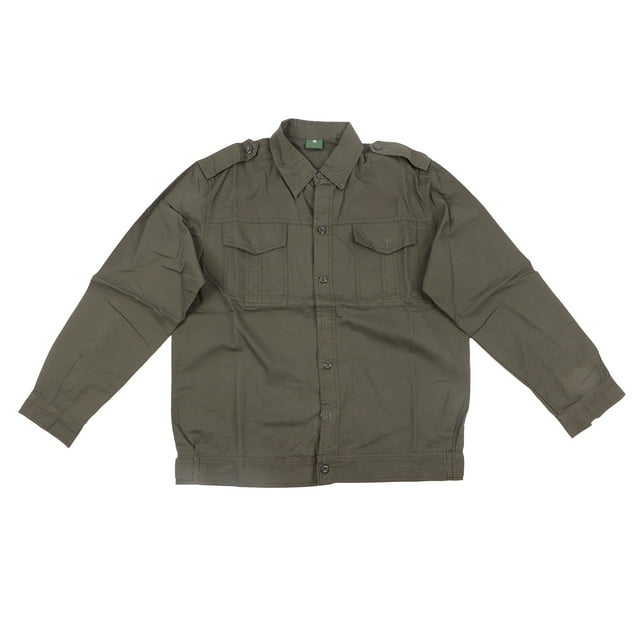 Men Work Uniform Green Long Sleeve Pure Cotton Casual Unified Uniform for Daily Party Single Top 180