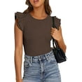 thumbnail image 3 of PRETTYGARDEN Womens Summer Crew Neck T Shirts Trendy Ruffle Sleeve Slim Fit Knit Going Out Tops Casual Spring Clothes, 3 of 10