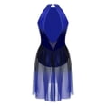 thumbnail image 4 of dPois Robe de Danse Lyrique Sans Manches à Strass Brillants pour Femmes, Dégradé de Couleur, Robe de Danse Moderne en Maille Bleue P, 4 of 5