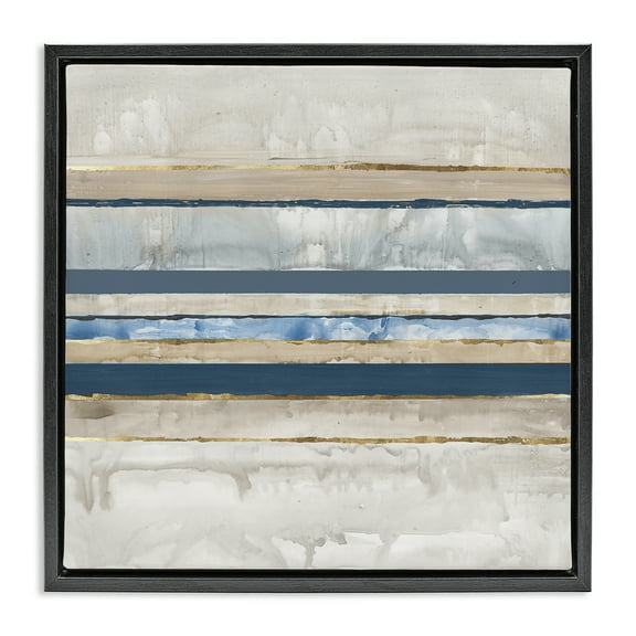 Stupell Industries Nautical Tone Stripes Abstract Painting Black Floater Framed Canvas Art Print Wall Art, 18 x 18