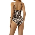 thumbnail image 4 of Liacowi Women Ruffle One Piece Swimsuit Sexy Deep V Neck Padded Monokini Tummy Control Bathing Suit Beachwear, 4 of 9