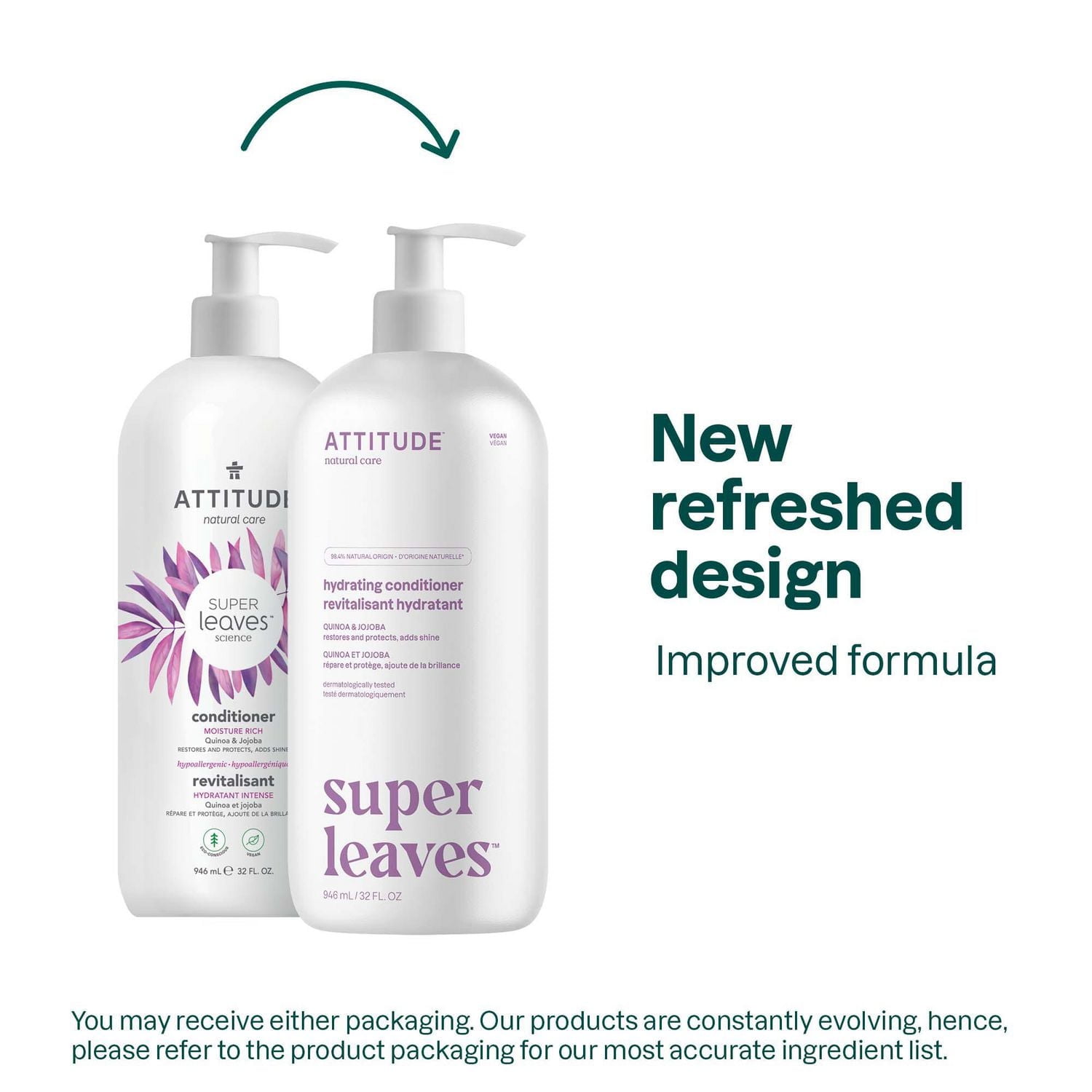 ATTITUDE super leaves, Revitalisant Hydratant, Quinoa et Jojoba, 946 mL