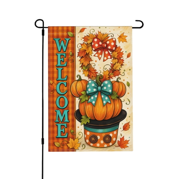 Garden Flag with Autumn Leaves and Pumpkins Design for Outdoor Decor