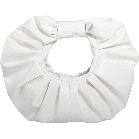 Women's Ruched Handbag Leather Dumpling Bag Clutch Purse Small Tote