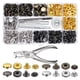 thumbnail image 1 of Scienceny 120 Unids/set Kit de sujetadores a presión de cuero Ropa Chaquetas Jeans Botón de metal Broches de presión Broches de cuero para sujetadores Artesanía Scienceny TO0937-00B, 1 of 6