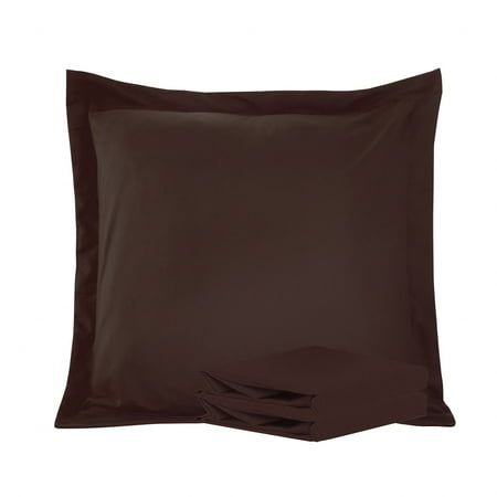 Organictune Brushed Microfiber Euro Pillow Shams Set of 2, 26 x 26 Soft and Breathable Square Pillow Cases, Chocolate, 26"×26"