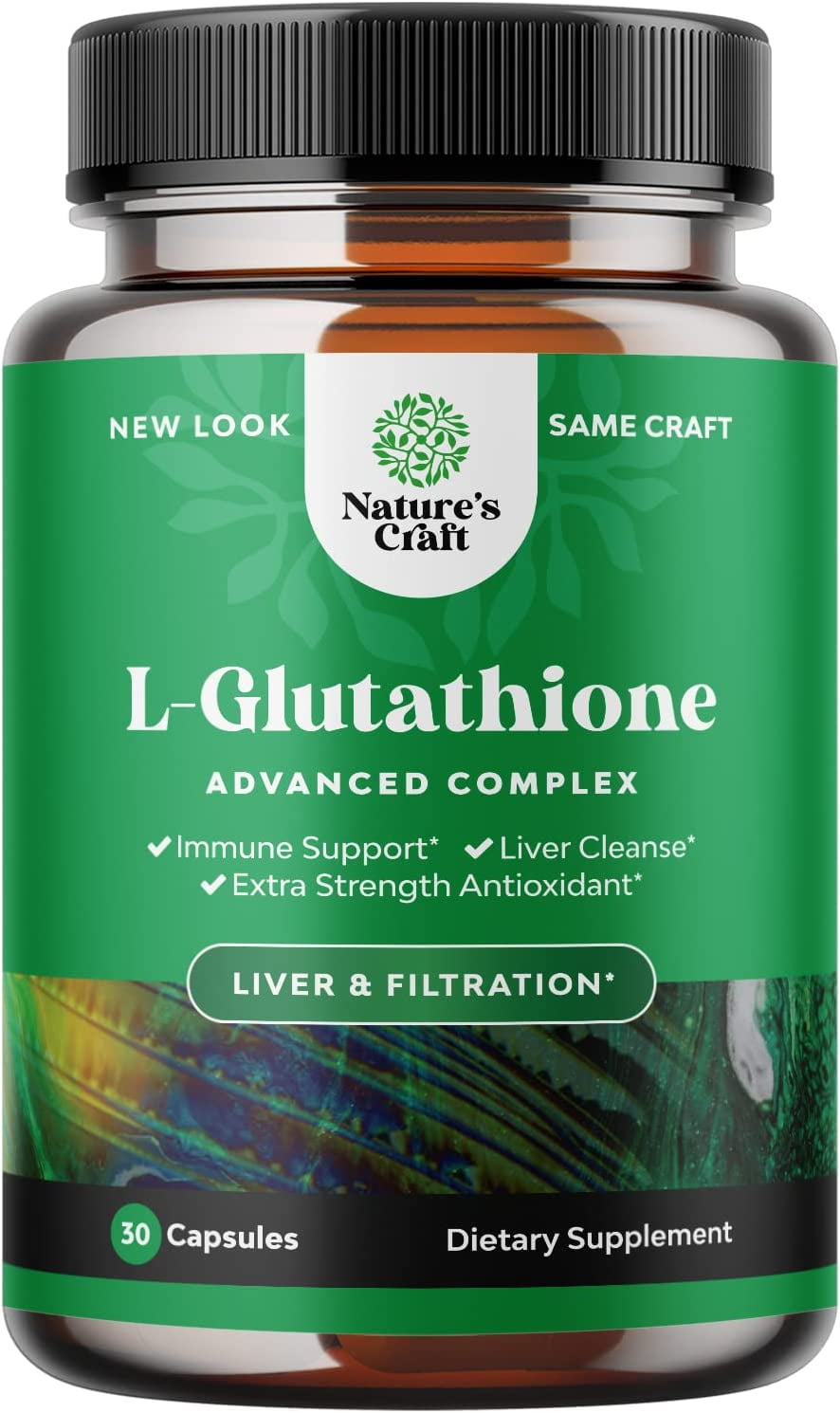 Glutathione Amino Acid Nutritional Supplement - Pure Glutathione Supplements for Liver Support - L Glutathione Pills with Glutamic Acid and Milk Thistle Seed Extract for Skin Care and Immune Support
