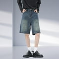 thumbnail image 3 of Men's Jeans Summer Casual Loose Vintage Wide Legged Straight Leg Denim Shorts Men's Pants Blue XXXL, 3 of 8