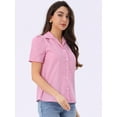 thumbnail image 4 of DARING DIVA Women's Plaid Puff Sleeves Gingham Blouse Shirt L Pink White, 4 of 6