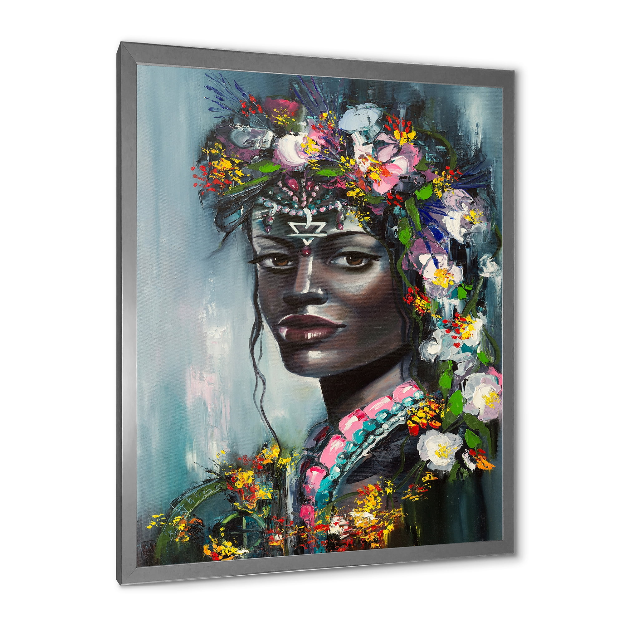 Designart 'Portrait Of Traditional African American Woman' Modern Framed Art Print