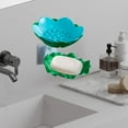 thumbnail image 6 of Double Layer Soap Dish Holder for Shower Cute Lotus Shape Adhesive Tray Wall Mounted No-Drilling Drain Soap Box Soap Rack for Bathroom Bathtub Kitchen Organization, 6 of 8
