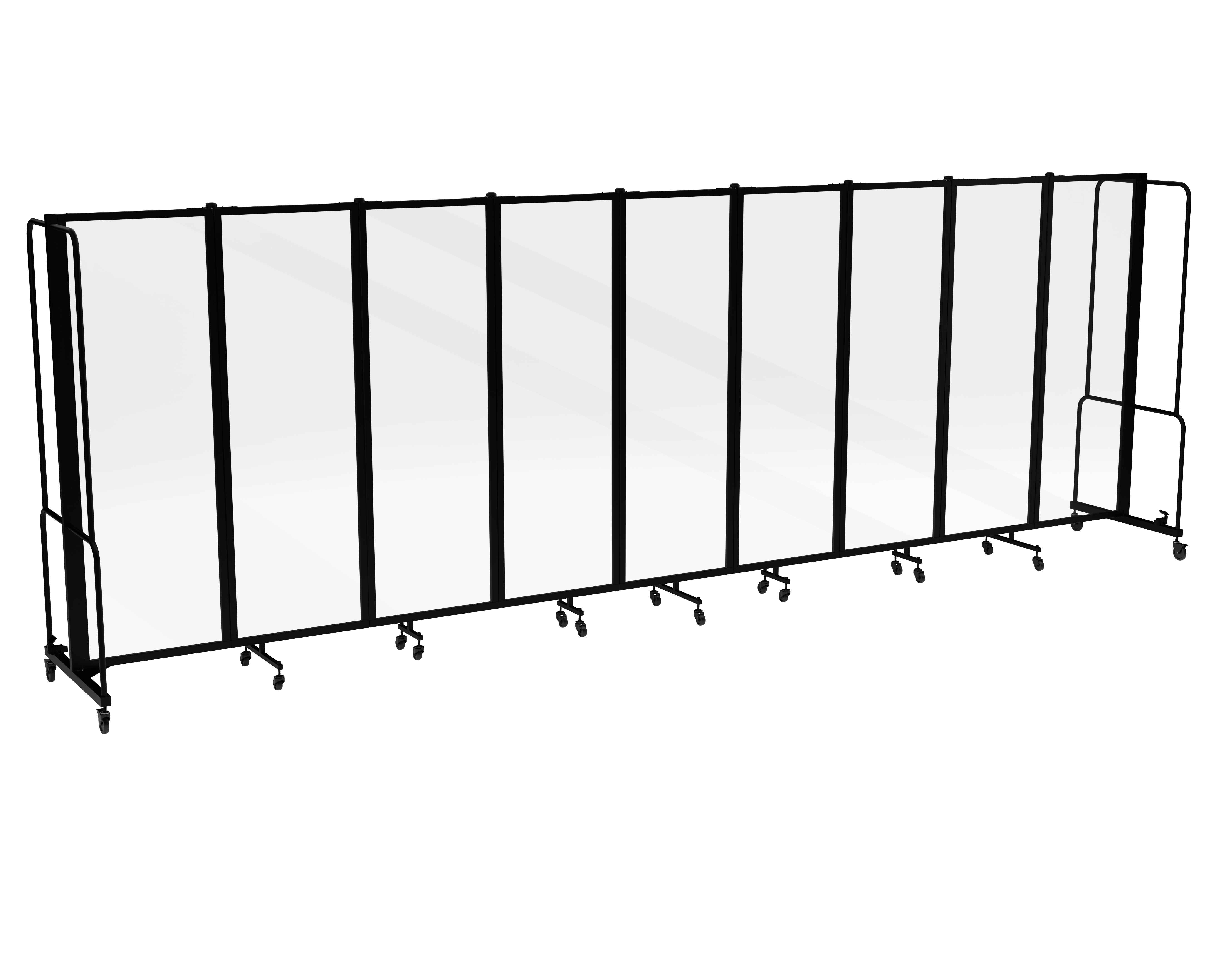Hampden Furnishings Otis Collection Portable Room Divider, 9 Transparent Panels, Black Frame