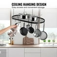 thumbnail image 4 of Hanging Pot Rack, 32 inch Hanging Pot Rack Ceiling Mount,Kitchen Cookware, Ideal for Home, Restaurant, Ceiling Pot Rack with 12 S Hooks, 80 lbs Loading Weight,  Utensils, 4 of 11