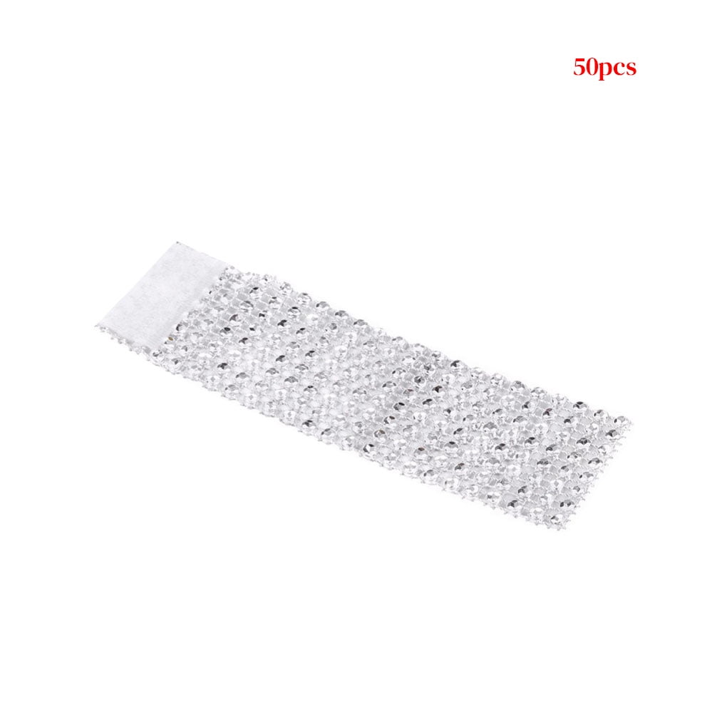 homeholiday 50pcs Napkin Ring Home Dining Room Restaurant 8row Crystal