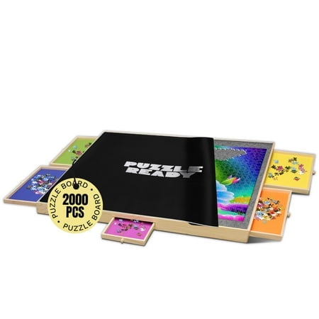 Large Puzzle Board 2000 Pieces - 41 X 32 Puzzle Board With 5 Colourful Drawers & Cover Mat - Board Game Puzzle Table With Felt Working Space & Carrying Handle For Adults & Children - Puzzle Ready