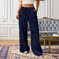 thumbnail image 2 of Bibifish Womens Pants Summer Casual Solid Color With Side Pockets Wide Leg Fashion Long Pants With Pockets, 2 of 5