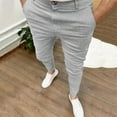 thumbnail image 2 of Icvfdpl Men'S Casual Pants Elastic Four Season Texture Button Small Legs Leisure Trousers Man Versatile Clothing Gray Xxxl, 2 of 8