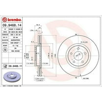 Brembo 09.9468.11 BRAKE ROTORS Fits select: 2005-2008 VOLVO S40 2.4I, 2006-2007 VOLVO C70 T5