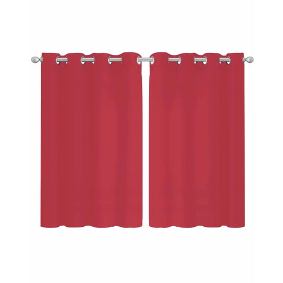 Pure Red Sheer Curtains 39 Inch Length 2 Panels Set for Living Room/Bedroom, Simple Solid Color Kitchen Curtains with Grommet Semi-Sheer Curtains Drapes Voile Window Treatments 27.5"x39"x2
