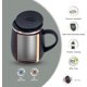 thumbnail image 2 of Taza de café aislada con asa y tapa, taza de café de acero inoxidable de doble pared con aislamiento térmico al vacío, taza de café de viaje para el hogar y la oficina, color Storm, 2 of 4