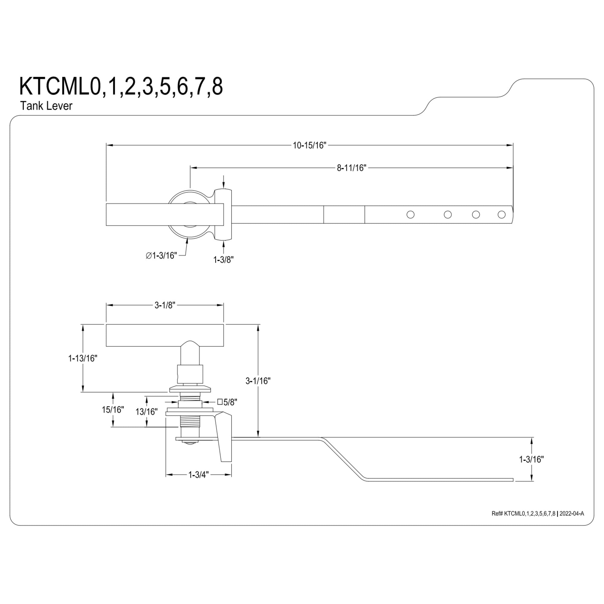 Kingston Brass KTCML7 Manhattan Front Mount Toilet Tank Lever, Left/Right Installation in Brushed Brass